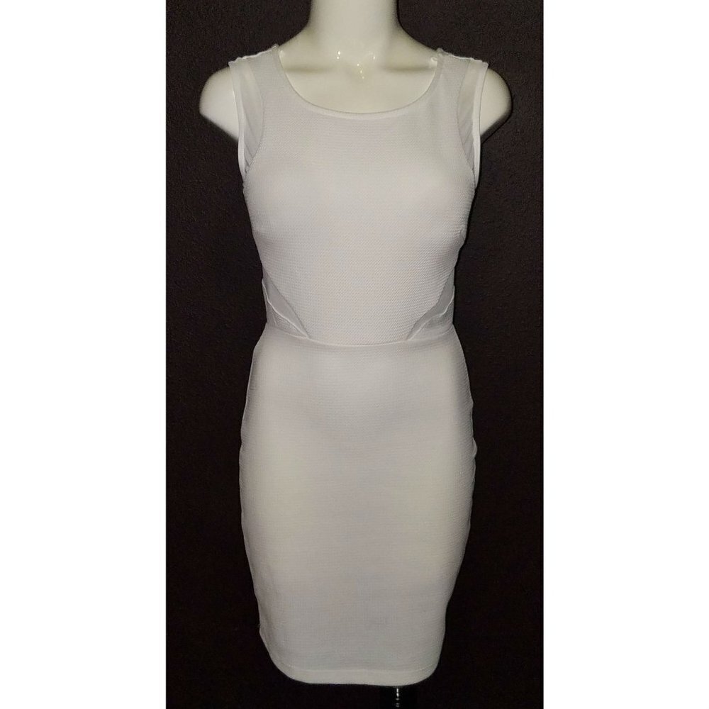NWT Love Culture Ivory Bodycon Dress Mesh Panels Medium